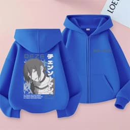 Anime Chainsaw Man Reze Double Sided Print Zipper Hoodie Men Women Fashion Oversized Zip Up Jacket Male Retro Cotton Sweatshirt