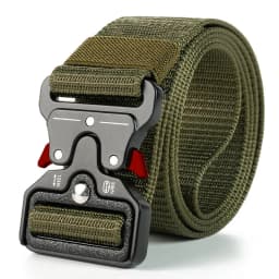 Nylon Military Tactical Belt for Men- 12KN/24KN Black Buckle with Red Safety Lock | Men's Riggers Belt for Work & Outdoor