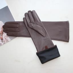 Touchscreen New Women's Long Gloves Thin Silk Lined Leather Gloves