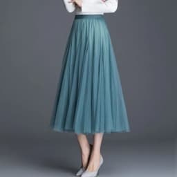 Spring Autumn Summer Holiday Beach Women Long Midi Skirt Fashion Ladies Elastic High Waist Tulle Mesh Pleated Tutu Skirt