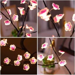 Table Pink Flower Night Light USB Battery Touch Switch Artificial Bonsai Cherry Blossom Desktop Tree LED Lamp Light Decoration