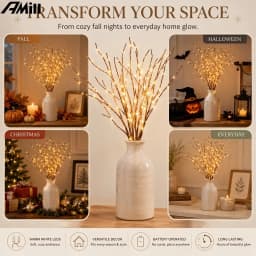 Christmas 50LED White Birch Branch Lights Battery Operated Fairy Twig Lamp for Xmas Wedding Home Party Table Decoration