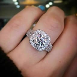925 Sterling Silver Square Zircon Full Diamond Ring, Ladies Banquet Engagement Party Birthday Gift