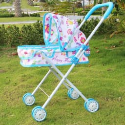 Dolls Pram Iron Foldable Baby Stroller Colorful Large Capacity Stable Lightweight Doll Handcart for Boys Girls