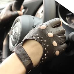 Women's Leather Half Finger Gloves Thin Single Layer Breathable for Spring Summer Outdoor Riding And Driving