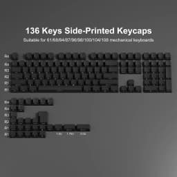 Gradient Blue Side Printed Keycaps Cherry Profile Double Shot PBT Keycaps 136 Keys for Cherry Gateron MX Switches Gamer Keyboard