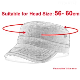 VOBOOM Washed Cotton Military Cadet Army Caps for Men Unique Design Adjustable Vintage Flat Top Hats with Air Hole