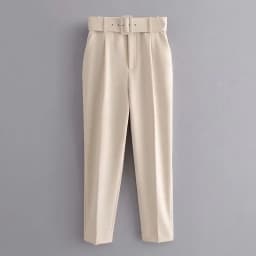 Spring Women's Slimming Versatile Belted Trousers Asymmetric Commute Sle High Waist Long Pants Casual Pants