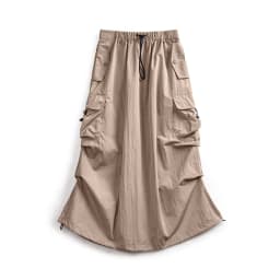 Maden Women Vintage Workwear A-line Skirts Multi-Pocket Tie Draw Pleat Skirt Mid-waist Loose Skirt Spring and Autumn Street Wear