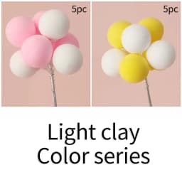 5/8Pcs/set Colorful Ball Bundle Clay Balloons Cake Topper Creative Cupcake Card Flag Birthday Party Baby Shower Dessert Decor