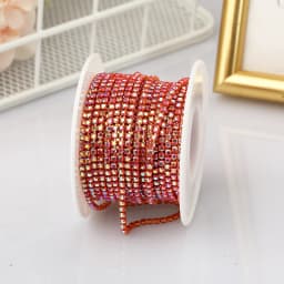 PEESOM SS6 2mm Crystal Rhinestone AB Cup Chain With Colorful Claw Sew On Glass Rhinestone Trim Chain Strass Banding for DIY