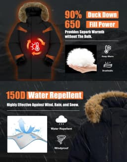 Pioneer Camp Men's Winter Coat Down Parka Jacket Men Heavyweight Thicken Insulated Puffer Jacket with Removable Faux Fur Hood