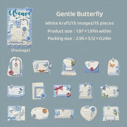 Journal GO 15pcs Vintage Woven Style Stickers, Embossed Hard Card Tags & Labels for Scrapbooking, Journaling, Planners & Crafts