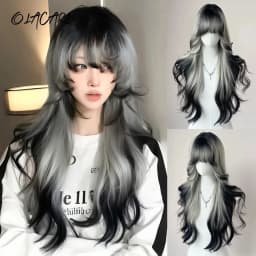 OLACARE Long Body Wave Black Brown Purple Cosplay Wigs Heat Resistant Synthetic Wigs Middle Part Natural Lolita LM Wigs Women