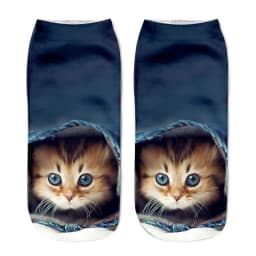 Cute Cat Face Low Ankle Socks For Women Colorful And Fun Cartoon Print With Multiple Kittens New Arrival