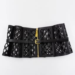 Openwork Mesh Bodice-Style Waist Seal, Leather Women's Fashion Three-Dimensional Curved Shape, Wide Belt Decoration Wais