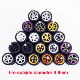 10 Sets 1/64 Alloy Car Wheels Pack Tires Diameter 9.8mm/11mm/12mm/13mm/14mm for Hot Wheel/Matchbox/Domeka/Tomy 1:64 Car Model