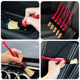 AUTOBRIGHT Car Wash Brush Set 5pcs Cleaning Red Brush Set Air-conditioning Outlet Super Soft Bristle Interior Detail Brush Tools