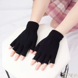 1Pair Black Unisex Half Finger Fingerless Gloves for Women Men Wool Knit Wrist Cotton Gothic Gloves Winter Warm Workout Gloves