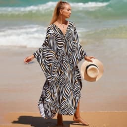 Plus Size Kaftan Dresses for Women Wave Neck Swimsuit Cover Up Caftan Dress Plus Size Oversized Long Beach Dress