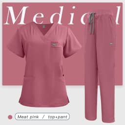 V-Neck Scrubs Top Straight Pants Uniforms Set Medical Nurse Uniforms Hospital Dentist Overalls Pharmacy Work Clothes Pocket Suit