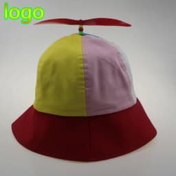 New Custom Logo Parent Child Cotton Helicopter Propeller Bucket Cap Outdoor Unisex Color Matching Sun Protection Fisherman Hat