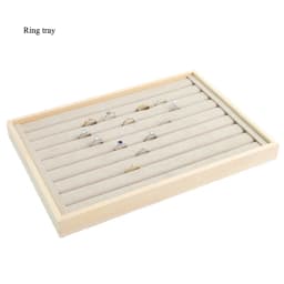 Unique-Beige Velvet Necklace Ring Earring Holder Newly Wooden Jewelry Tray Series Jewelry Disply Jewellery Organizer Box