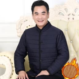 Men's Thickened Fleece Lined Cotton Jacket Winter Outerwear for Middle-Aged And Elderly Casual Fashionable Warm And Windproof
