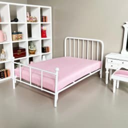 1Pc 1:12 Doll House Metal Dollhouse Bed Mini Doll Furniture Iron Frame Single Bed Mini Model Bedroom Scene Dollhouse Accessories