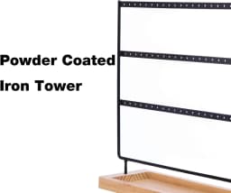 Earring Holder Stand 3-Tier 69 Holes Earring Organizer Stand Display with Wooden Storage Tray Desktop Bracelet Jewelry Holder