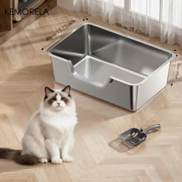 Extra Large Stainless Steel Litter Box, Non-Stick Odor-Free Metal Pan (Easy Clean, Hygienic Tray for Multiple Cats, Small Pets)