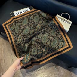 Luxury Brand Paisley Houndstooth Printed Square Scarf Soft Satin Thin Smooth Neck Scarf Sunscreen Headscarf For Women Head Wrap
