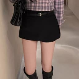 High Waist A-Line Skirt Suit Black Women's Korean Style Belted Half-length Skirt Commute Standard Fit Summer Collection