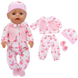 38cm doll clothes for 43cm Bebe doll boy clothes pants blue elephant set for 17" doll fur pajama