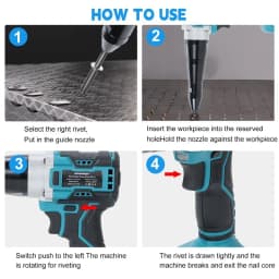 Heimerdinger Brushless Rivet Gun Cordless, 2.4-5.0cm Range, 12000N Pulling Force, Forward/Reverse, Multi-Hole Cooling,No battery