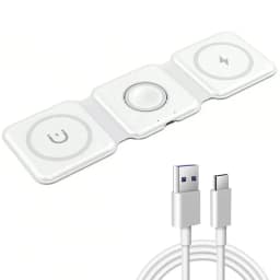 3 in 1 Magnetic Wireless Charger Pad Stand for iPhone 17 16 15 14 13 12 Pro Max Apple Watch AirPods Fast Charging Dock Station