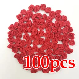 (100 Pcs/pack) 10*10mm Mini Fresh Pink Ribbon Flowers Small Size Satin Ribbon Artificial Flower Craft Festive Party Decoration