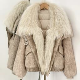 OFTBUY Luxury Real Fur Duck Down Clothes Overszie Women Wool Blend Down Jacket with Real Fox Fur Collar New Winter Warm Coat