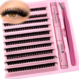 DIY Lashes Extension Kit Lash Bond and Seal Remover Eyelashes 200 PCS Clusters Makeup Tools for Gluing Lashes Gluing Glue