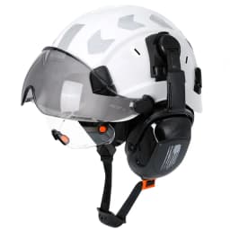 Safety Helmet With Visors Built In Goggles Earmuff Noise Reduction Stickers For Engineer ABS Hard Hat ANSI Industrial Work Cap