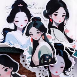 16pcs  Decorative DIY Stickers for Children, Cute Ancient Girls for Journaling and Scrapbooking, Chinese Style Art Material