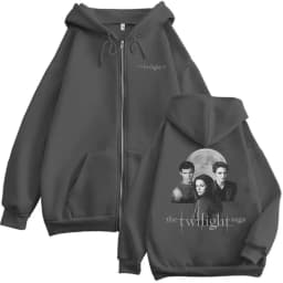 Twilight Vampire Robert Pattinson Edward Cullen Bella Jacob Black Print Zipper Hoodie Men Women Casual Oversized Zip Up Jacket