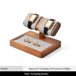 WoodTen Solid Wood Watch Display Stand with Drawers Double Layered Watch Necklace Bracelet Organizer Rack Jewelry Bracelet Stand