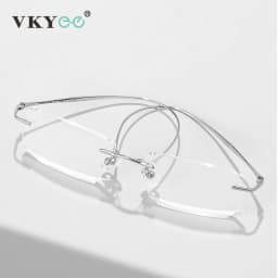 VICKY New Ultra-light Titanium Reading Eyeglass Frames Men Fashion Simple Rimless Myopia Glasses Customized Prescription Glasses