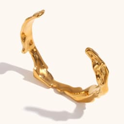 La. Muses Irregular Wrinkle Open Stainless Steel Women's Bracelet Waterproof Allergy Resistant Women's Jewelry Gift 2024 Fashion