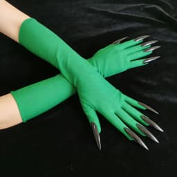 Halloween Scary Witches Nails 43cm Long Gloves Vampire Black Devil Claw Gloves Gothic Costume Party Cosplay Props Accessories