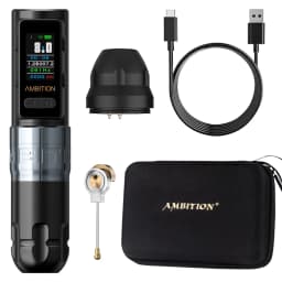 Ambition Soldier Max Wireless Tattoo Machine Pen Coreless Motor Double Bearing Straight Rod 2400mAh Color Screen Billing Battery