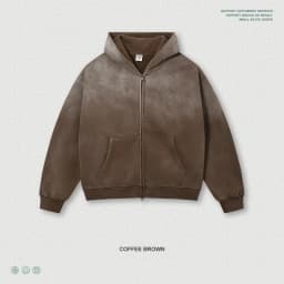 ZODF Retro Winter 400gsm Monkey Washed Fleece Zipper Hoodie Unisex Boxyfit Distressed High Street Hooded Jackets Outwears HY1330