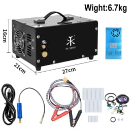 TUXING 300Bar 4500Psi 12V PCP Air Compressor High Pressure Compressor with 12V Portable Power Adapter Auto-stop TXET061/TXET062