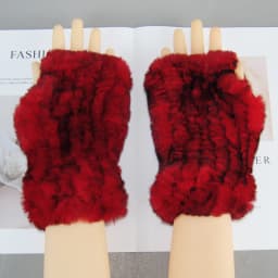2026 New Fashion Real Rex Rabbit Fur Gloves Women Winter Genuine Fur Mittens Girl Fingerless Gloves Wrist Warmer Elastic Fluffy